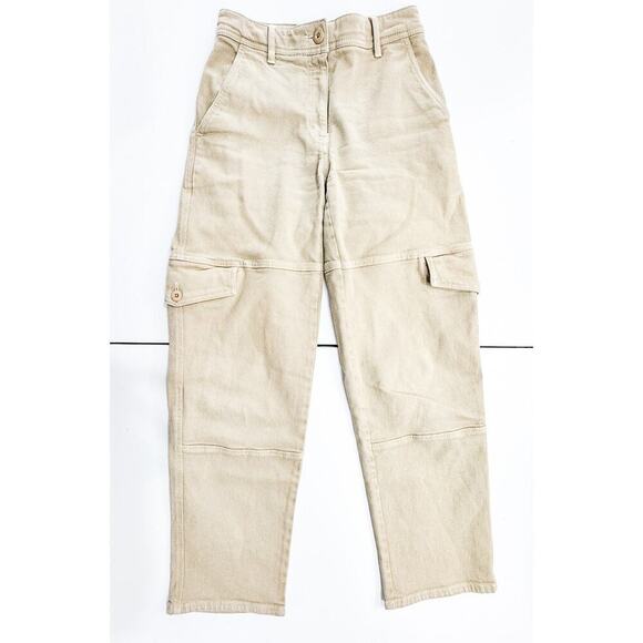 Wilfred Free Cargo Denim Jeans Wide Leg Carpenter Style Straight Green Size 0 - Picture 2 of 10